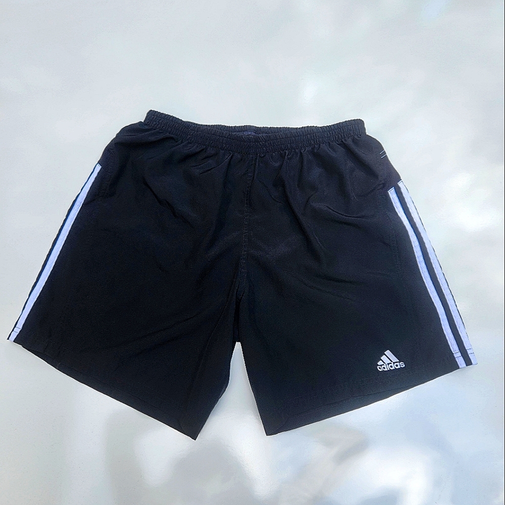 Adidas Boy's Black Shorts with White Stripes- Size L